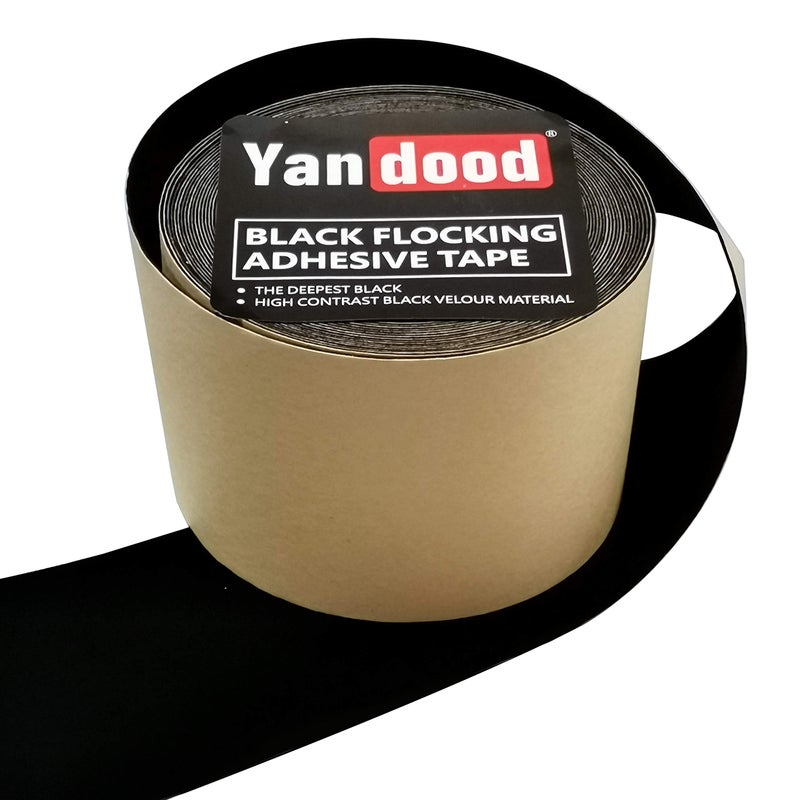 Yandood Black Flocking Adhesive Tape 3in x 30ft Projection Screen Felt Tape Border Ultra High Contrast Deep Black Felt Strips for Projector Screen Frame DIY - Image 1